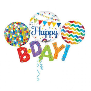 Zestaw Balonów Urodzinowych Happy B-day Mix