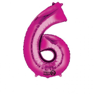 Balon Foliowy 55x86cm Cyfra 6 Różowa Urodziny
