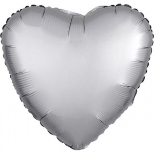 Balon Foliowy Serce Satynowy Srebrny 43cm