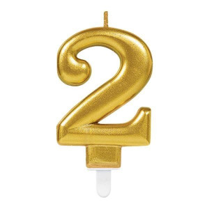 Świeczka Cyfra 2 Tort Świeczki Urodziny Złota 7 Cm