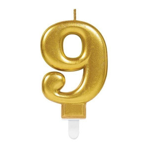 Świeczka Cyfra 9 Tort Świeczki Urodziny Złota 7cm