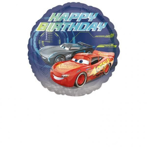 Balon Foliowy Okrągły 43cm Auta Happy Birthday