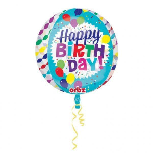 Balon Foliowy Kula Okrągły 40cm Happy Birthday