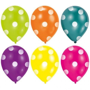 Zestaw Balonów Lateksowych 22,8cm W Kropki 6szt.