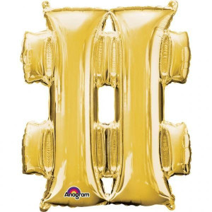 Balon Foliowy 83x68cm Symbol Hasztag # Złoty