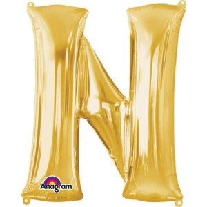 Balon Foliowy 60 X 81cm Litera N Złota Urodziny