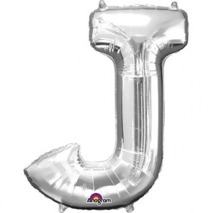 Balon Foliowy 58 X 83cm Litera J Srebrna Urodziny