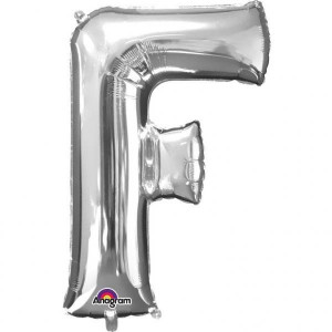 Balon Foliowy 53 X 81cm Litera F Srebrna Urodziny