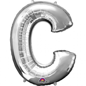 Balon Foliowy 63 X 81cm Litera C Srebrna Urodziny