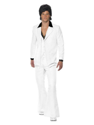 Strój Z Lat 70-tych Biały Disco Groovy - Xxl