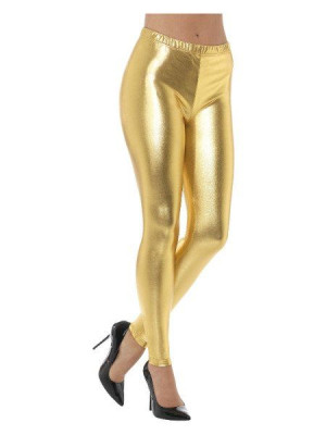 Legginsy Metaliczne Złote Disco Lata 70 - M