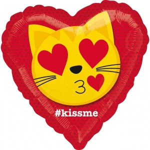 Balon Foliowy Serce Emotka Kot Walentynki 43 Cm