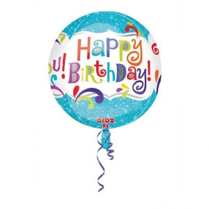 Balon Foliowy Kula Happy Birthday Błysk 43 Cm
