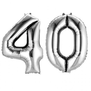 Balon Foliowy Liczba 40 Srebrna Urodziny