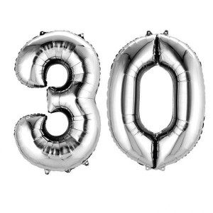 Balon Foliowy Liczba 30 Srebrna Urodziny