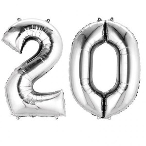 Balon Foliowy Liczba 20 Srebrna Urodziny