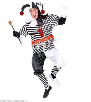 Strój Harlequin Męski Czarno-biały Błazen - S