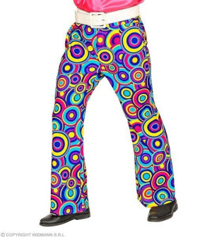 Spodnie Disco Niebieskie Kółka Lata 70te 80te - L/xl