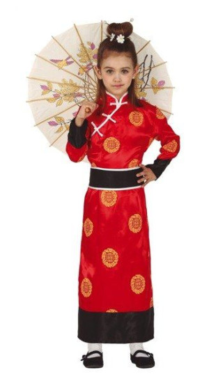 Strój Gejsza Gejszy Czerwone Kimono Złoty Wzór - 146