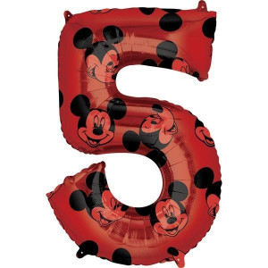 Balon Foliowy Myszka Mickey Czerwony Cyfry Cyfra 5