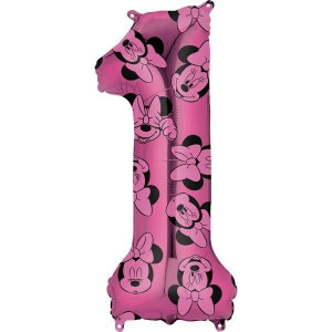 Balon Foliowy Myszka Minnie Różowy Cyfry Cyfra 1