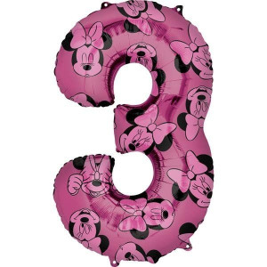 Balon Foliowy Myszka Minnie Różowy Cyfry Cyfra 3