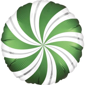 Balon Foliowy Cukierek Zielono-biały Zielony 45 Cm