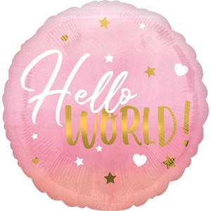 Balon Foliowy Hello World Narodziny Dziecka 43 Cm