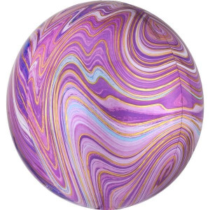 Balon Foliowy Marmur Fioletowy Fiolet Kula 38 Cm