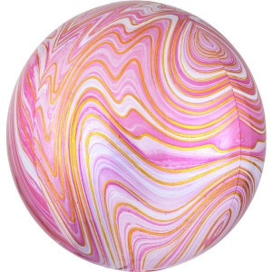 Balon Foliowy Marmur Różowo-biały Kula 38 Cm