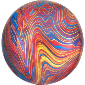 Balon Foliowy Marmur Niebiesko-czerwony Kula 38 Cm