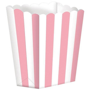 Pudełka Papierowe Na Popcorn Różowo-białe Party