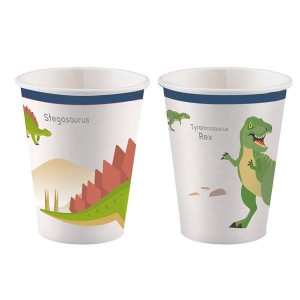 Kubeczki Papierowe Białe Dinozaury 250 Ml
