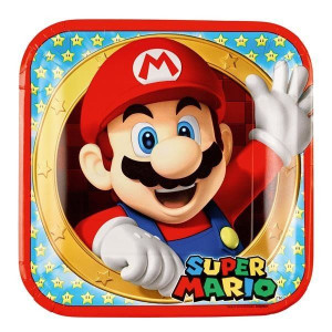 Talerzyki Papierowe Kwadratowe Super Mario 23 Cm