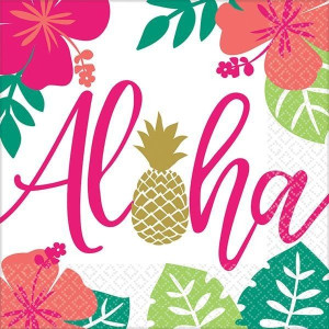 Serwetki Papierowe Białe Aloha Hawaje 33x33 Cm