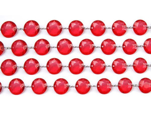 Girlanda Kryształowa Czerwona Przeźroczysta 100cm