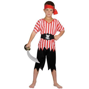 Strój Pirat W Paski Czerwono-biały Pirata - 140