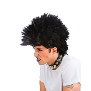 Peruka Punk Rock Punka Czarna Irokez Czarny