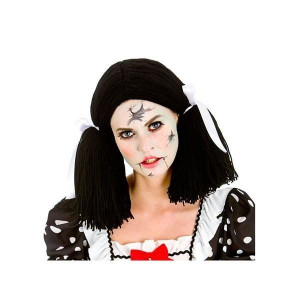 Peruka Zepsuta Lalka Lalki Czarna Halloween