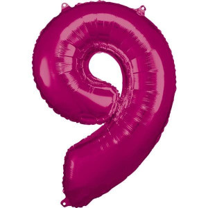 Balon Foliowy Różowy Cyfra 9 Różowa 63x86 Cm
