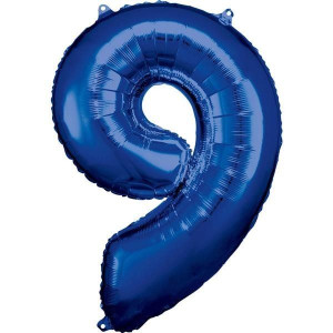 Balon Foliowy Niebieski Cyfra 9 Niebieska 63x86 Cm
