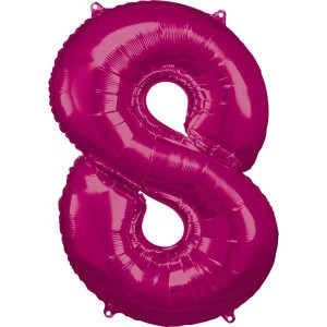 Balon Foliowy Różowy Cyfra 8 Różowa 53x83 Cm