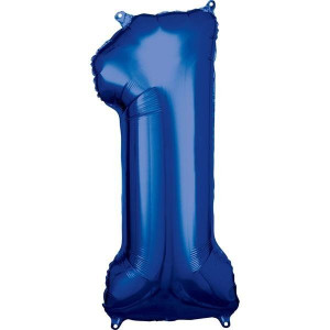 Balon Foliowy Niebieski Cyfra 1 Niebieska 33x86 Cm
