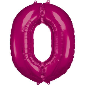 Balon Foliowy Różowy Cyfra 0 Różowa 66x88 Cm