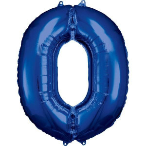 Balon Foliowy Niebieski Cyfra 0 Niebieska 66x88 Cm