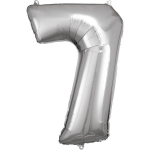 Balon Foliowy Srebrny Cyfra 7 Srebrna 58x88 Cm
