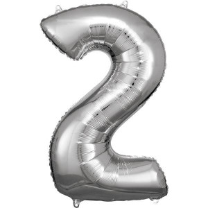 Balon Foliowy Srebrny Cyfra 2 Srebrna 50x88 Cm