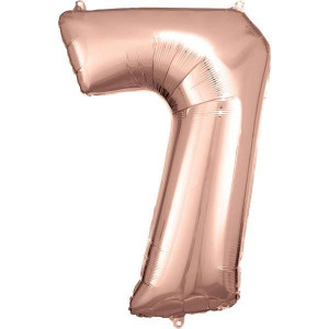 Balon Foliowy Różowe Złoto Cyfra 7 58x88 Cm