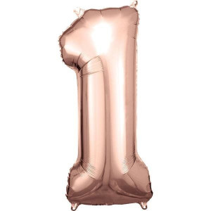 Balon Foliowy Różowe Złoto Cyfra 1 33x86 Cm