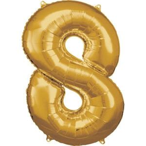 Balon Foliowy Złoty Cyfra 8 Złota 53x83 Cm